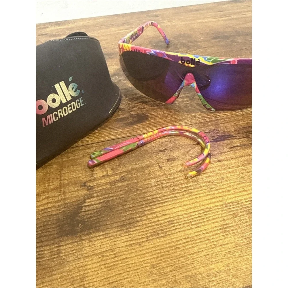 Vntg Bolle Microedge Sunglasses Wrap Pink Retro Running Y2K 2000s France